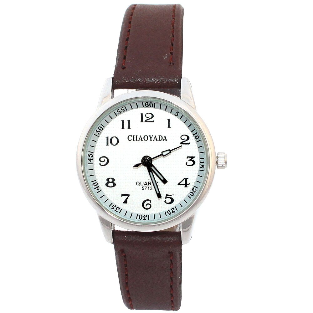 Chaoyada Art Uhren Mädchen Lederband Lernen Zeit freundlicher Uhr Studenten Quarz Armbanduhr Lässige freundlicher: Braun
