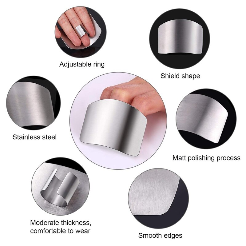 4 Pack Stainless Steel Finger Guard Finger Protector Safe Knives Guard Chop Safe Slice Kitchen Tool For Dicing and Slicing in Ki