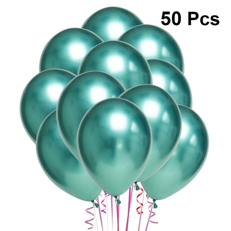 50pcs 10 Inches Latex Thicken Balloons Metallic Color Party Ornaments Supplies (Golden): Green
