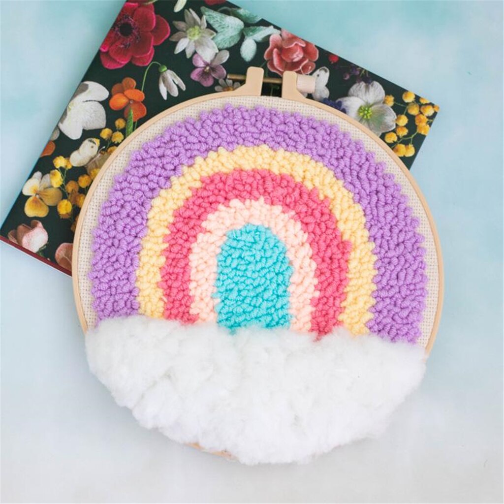 Punch Needle Kits Hoop Punch Needle Soft Yarn for Beginners DIY Needlecraft