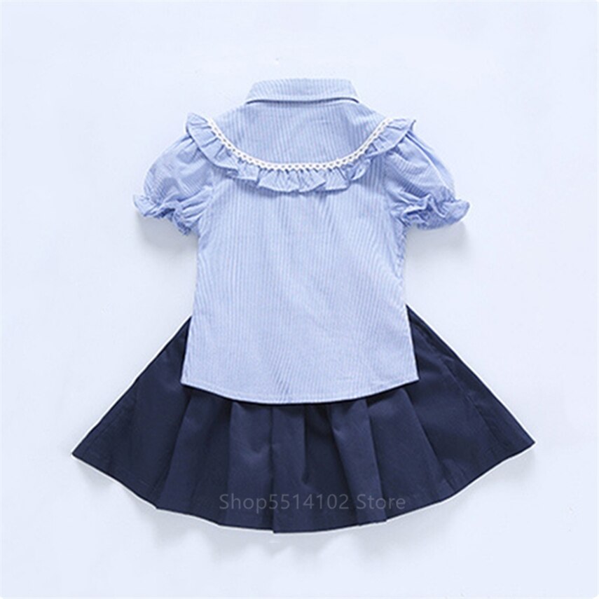 Children Children School Uniform Japanese Student Clothing Set Boy Girls 2PCs Short Sleeve Summer Navy Suit Primary Kindergarten