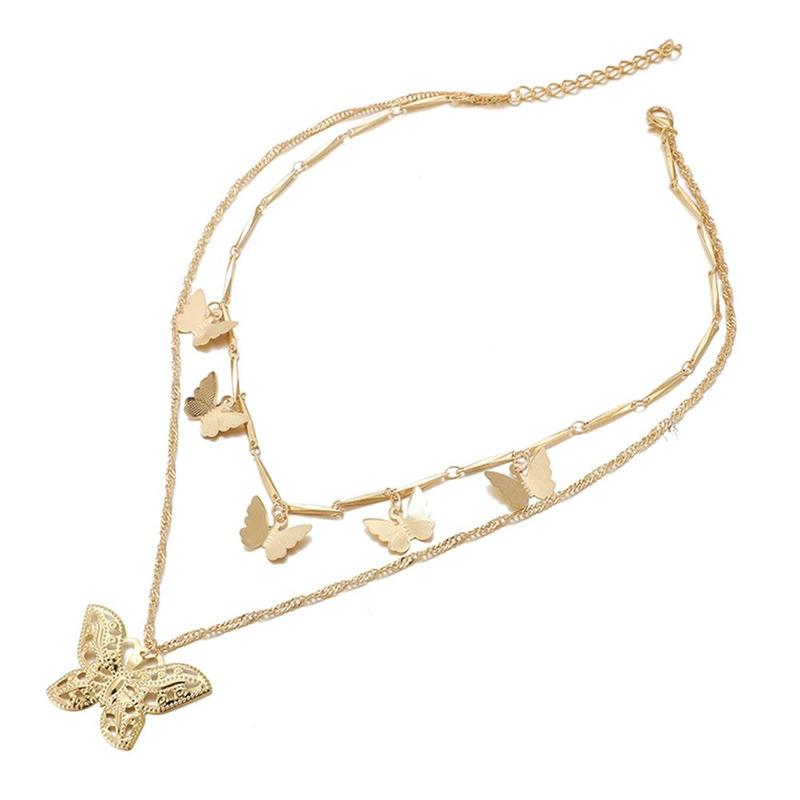 Bohemian Cute Animal Butterfly Pendant Necklace For Women Luxury Gold Clavicle Chain Chocker Necklace Girls Jewelry