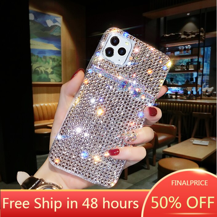 Apple 12ProMax rhinestone mobile phone case luxury ladies with diamond high-end iphone11 protective cover tide cases