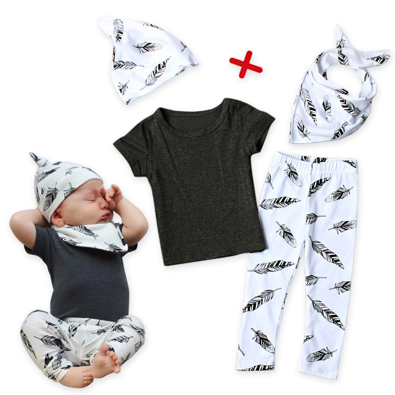 Zomer Baby Boy Kleding Korte Mouw Feather Patroon Schattige Baby Rompertjes Pasgeboren Kleding Baby Peuter Jumpsuit