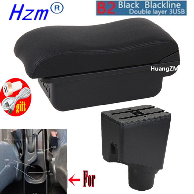 For Toyota Yaris Armrest For Toyota Yaris hybrid Car Armrest box Retrofit parts Interior Storage box USB LED: B style white lines