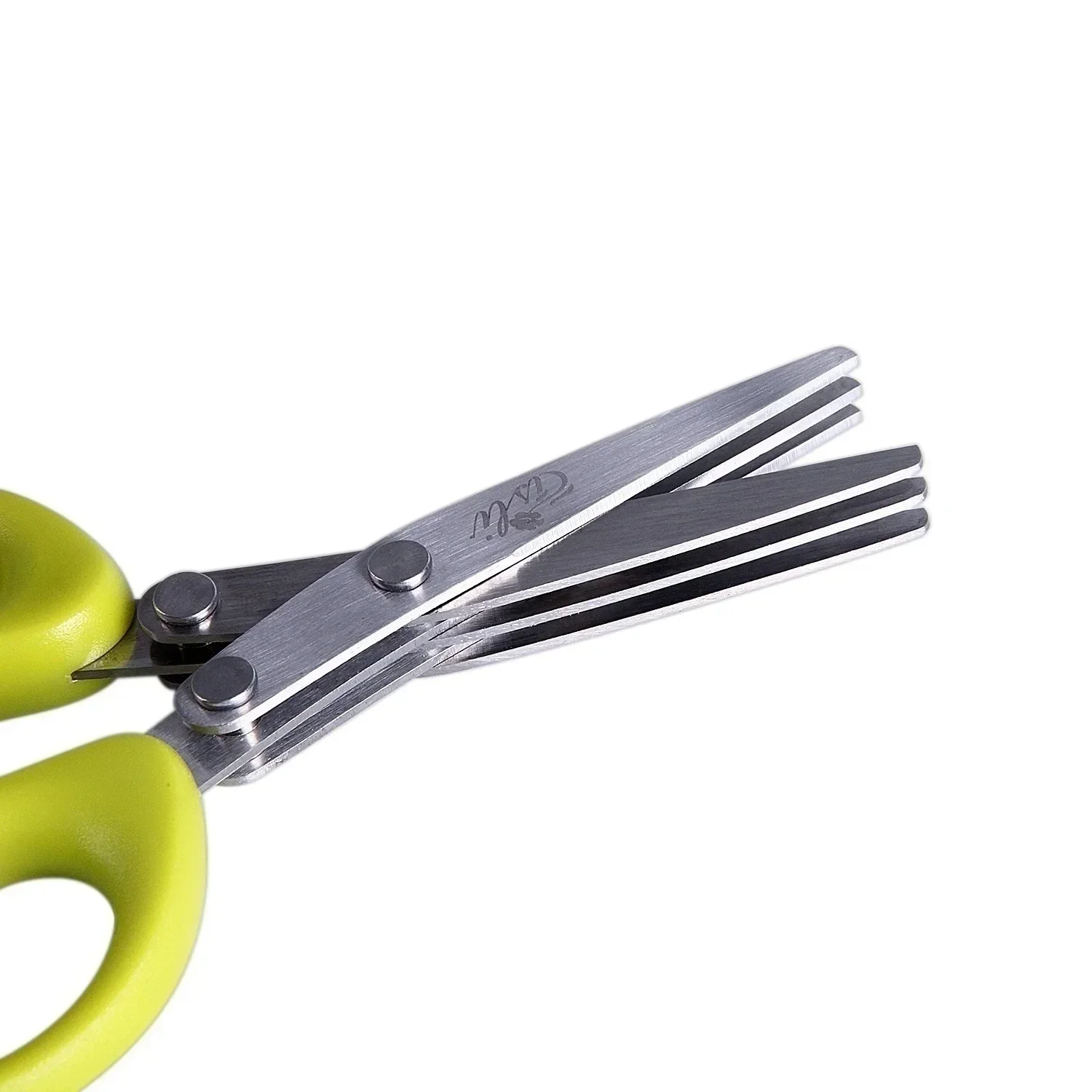 Tijeras de cocina para cortar papel de lechuga triturada, pimienta triturada, cortador de cebollino picado, utensilio de cocina cortado Laver: Plata