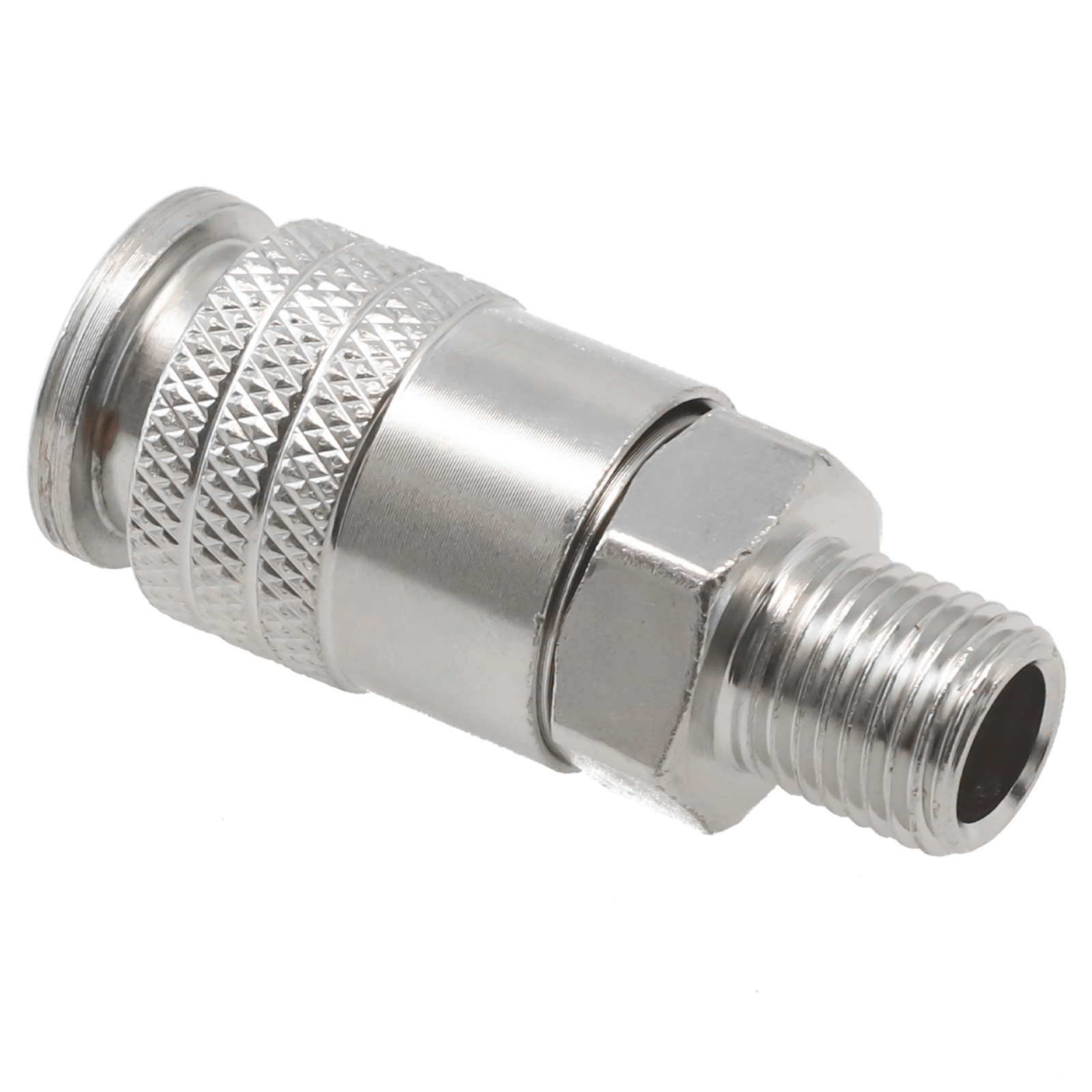 Praktische silberne Metall-Pneumatikverschraubung, EU-Standard-Schnellverbinder für Luftkompressor, G1/4-Außengewinde, einfache Installation