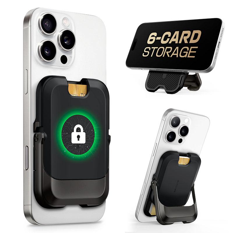 SUPCASE Magnetic Wallet Phone Stand Card Holder para iPhone Serie 16/15/14/13 Cerradura magnética fuerte Cartera MagSafe con soporte: Negro