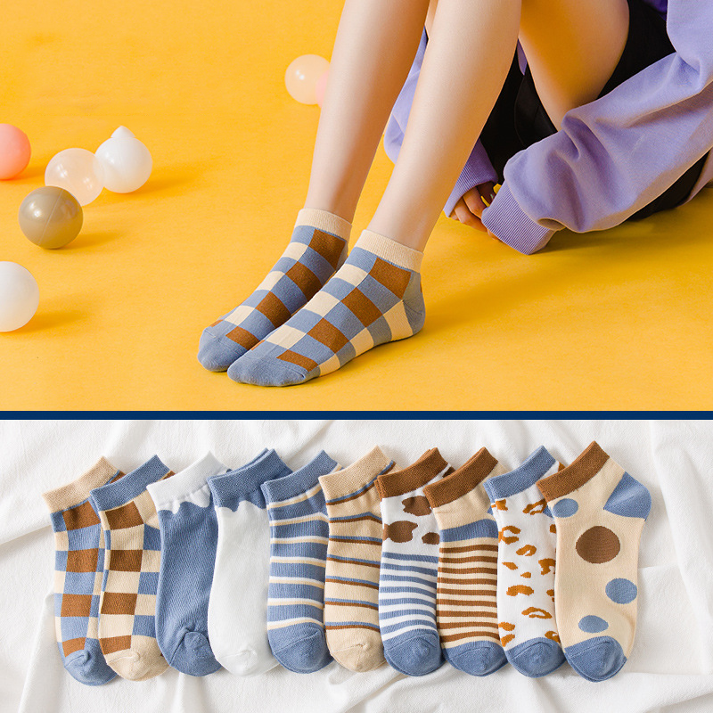 Calcetines con estampado de dibujos animados para mujer, medias suaves y transpirables de estilo coreano janpanés, 20 unidades = 10 pares, 10 colores,: Model A