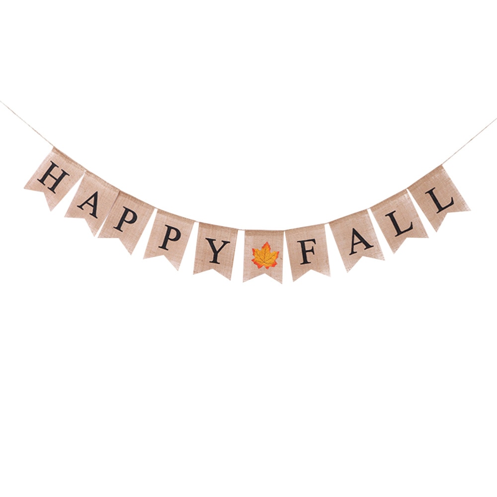 1pc Banner Swallowtail Shape Happy Fall Maple Beautiful Decorative Bunting Banner Supplies for Festival Summer Hawaii Party