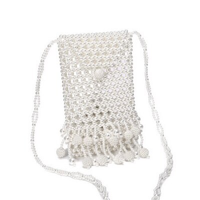 Brand Hand-woven Pearl Bags Lady Beaded Shoulder Bag Women Party Vintage Handbag Ins Small Flap Bag Mini Cross body Bag: YM1659