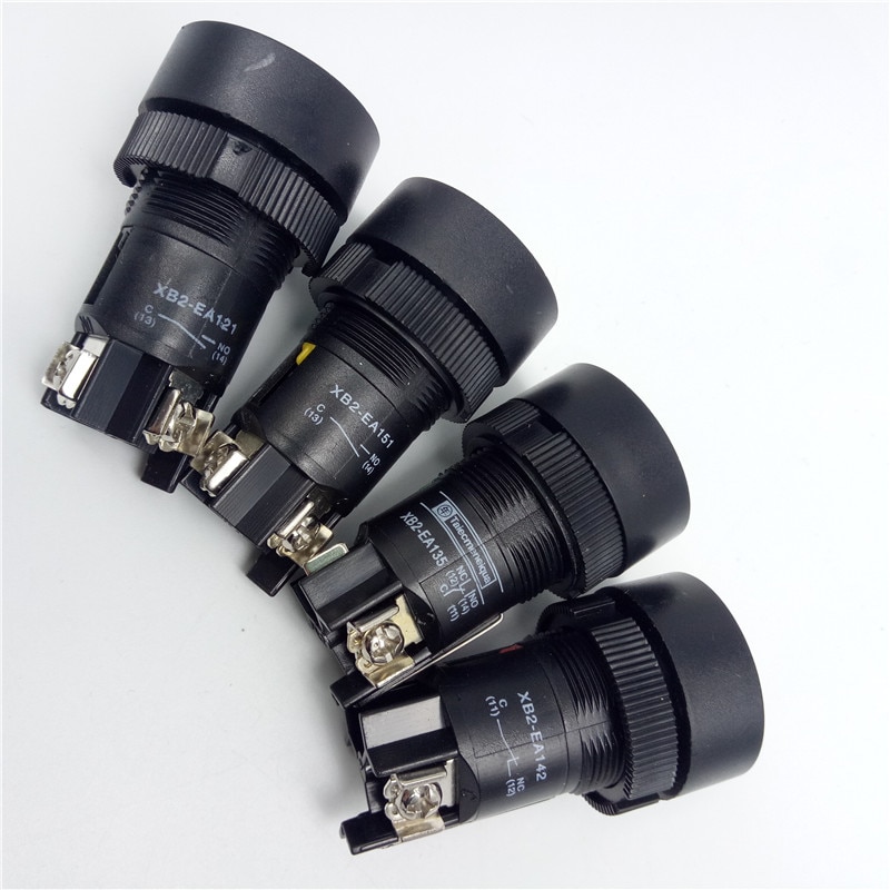 1Pcs 22mm momentary Push button switch red green blue yellow black white normal open/normal close XB2-EA142 XB2-EA131