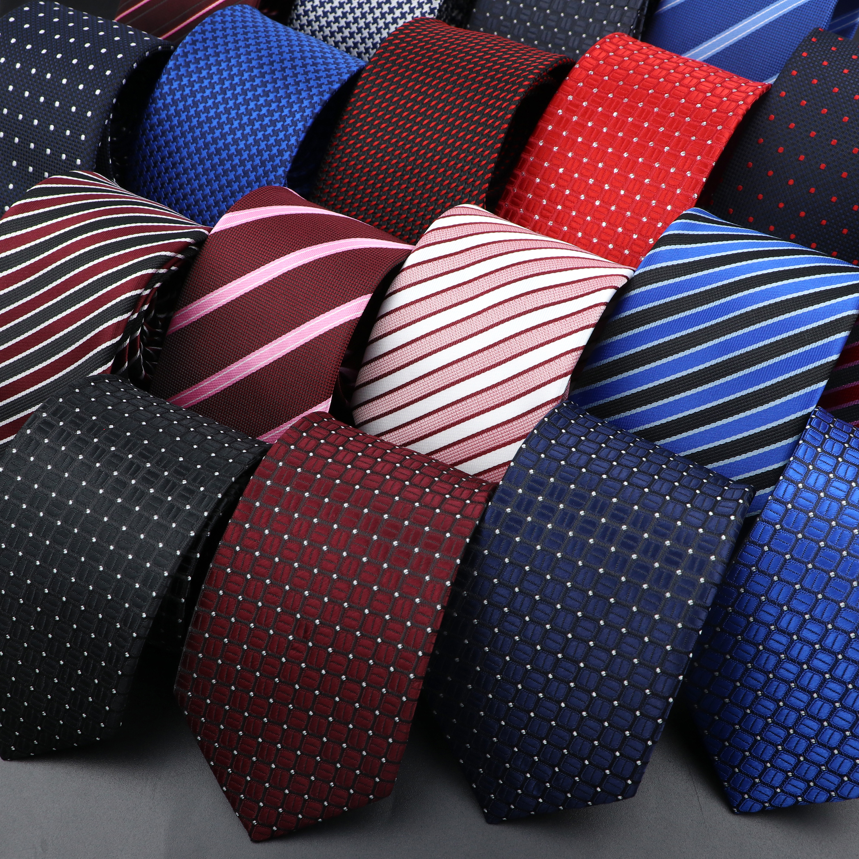 Corbata de punto a rayas para hombre, corbatas suaves clásicas de , tejido Jacquard de poliéster, accesorios de uso diario, Azul, Negro, Rojo, rosa,