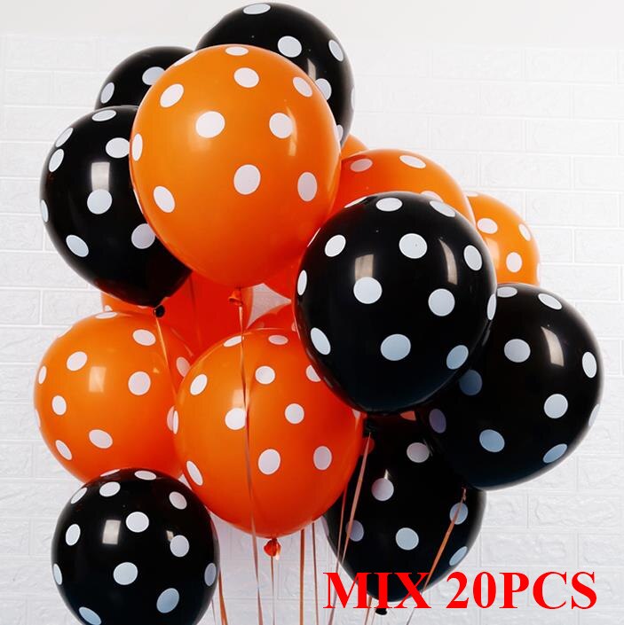 Happy halloween dag 16inch brief alfabet folie ballon orange zwarte stip latex ballon halloween dag party decoratie: H