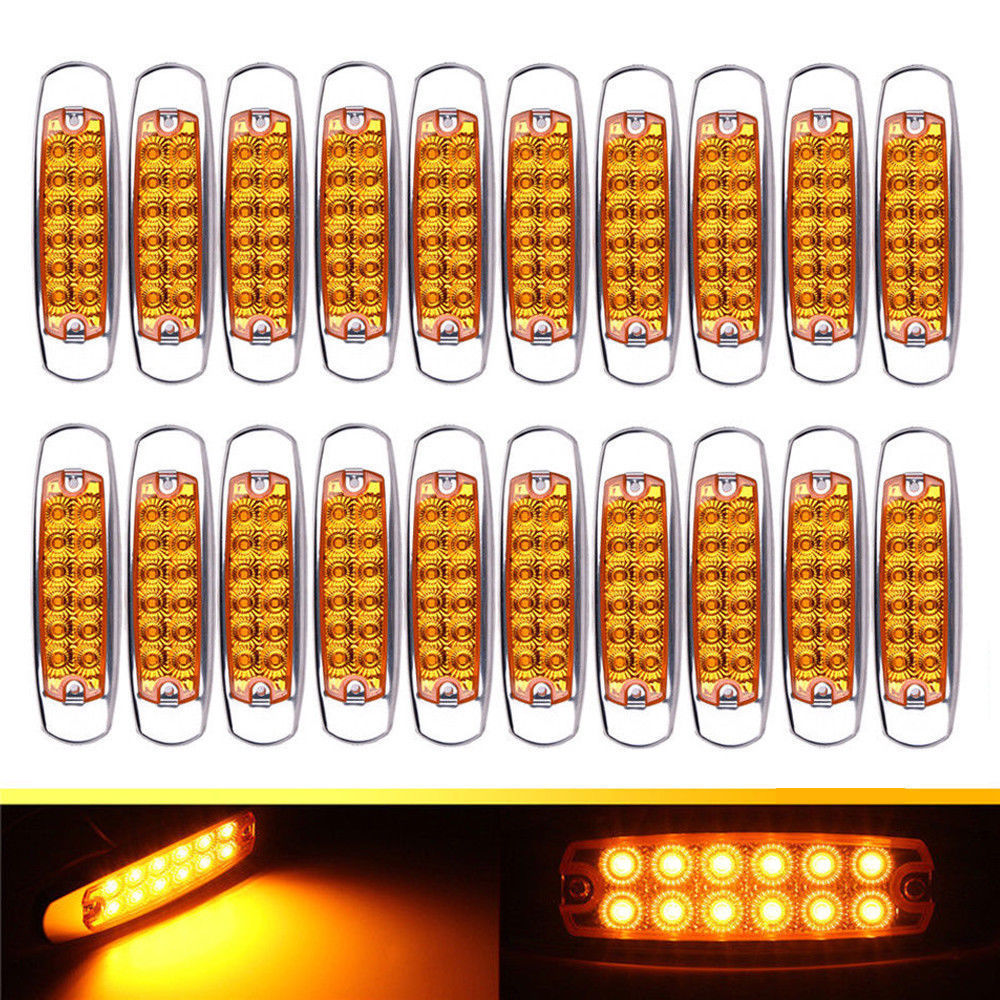 20pcs 6.15 "LED Marker Klaring Licht 12LED Pigtail Connector Amber Trailer LED 12V Waterdichte