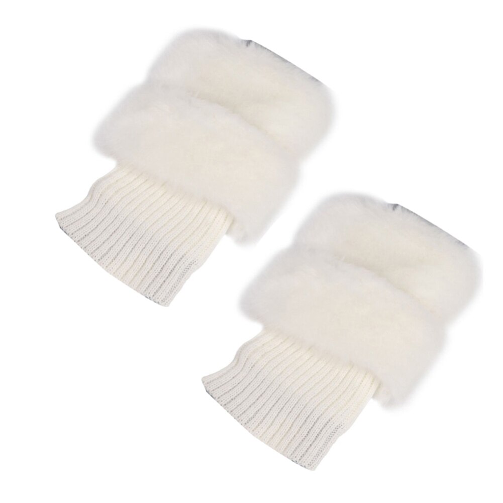Socks Winter Women Leg Warmers Warm Faux Fur Crochet Knit Leg Warmers Boot Socks Toppers Cuffs For Female Women GIrl: White