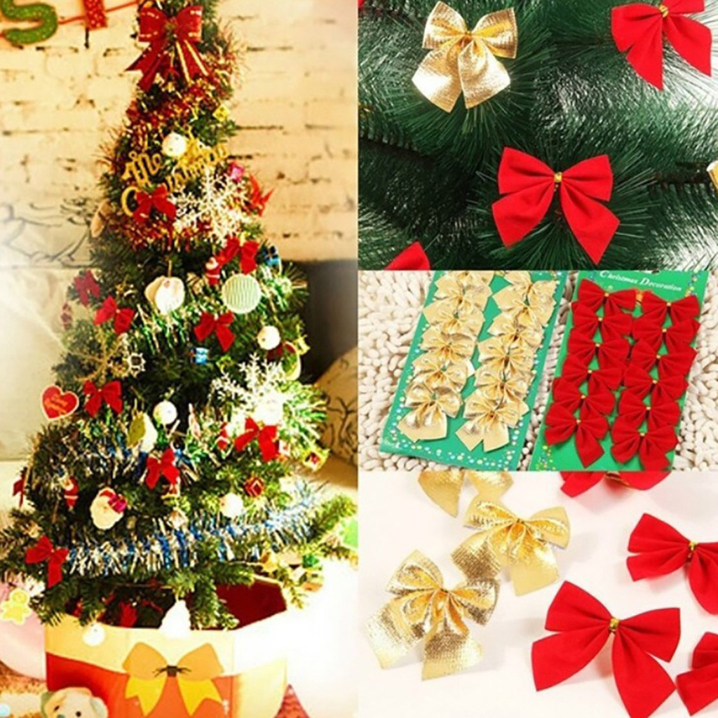 Kerst Boog Rood Goud Zilver Kerstboom Decoratie Bowknots Xmas Ornament voor thuis Kerstman kid