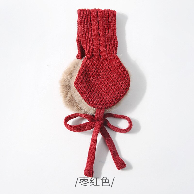 Børn vintage ørebetræk i uld sødt slips varmt strik efterår vinter piger hovedbeklædning tilbehør ensfarvet med kuglehøreværn: 1
