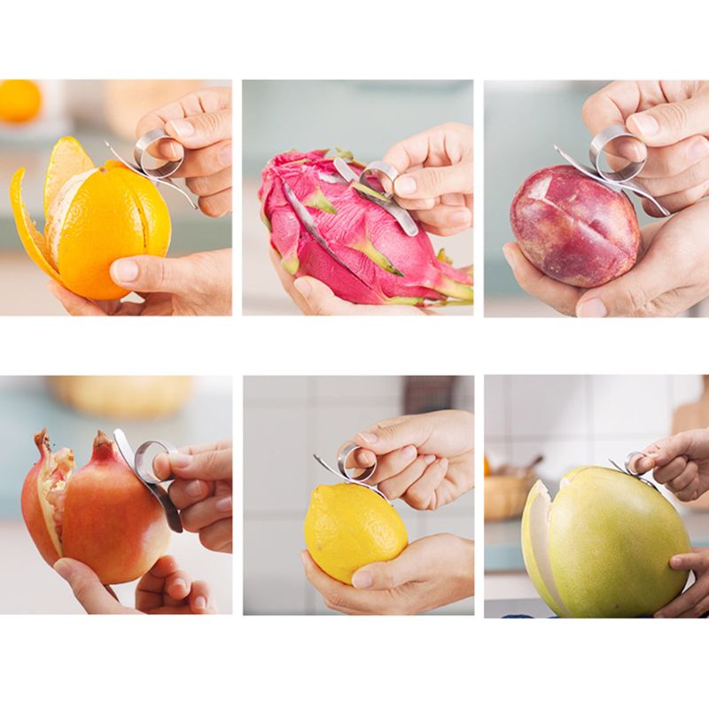 2 kpl/setti ruostumattomasta teräksestä appelsiinin kuorintakone sormityyppinen hedelmäviipalointikone avoin sitrushedelmänkuori keittiötarviketyökalu
