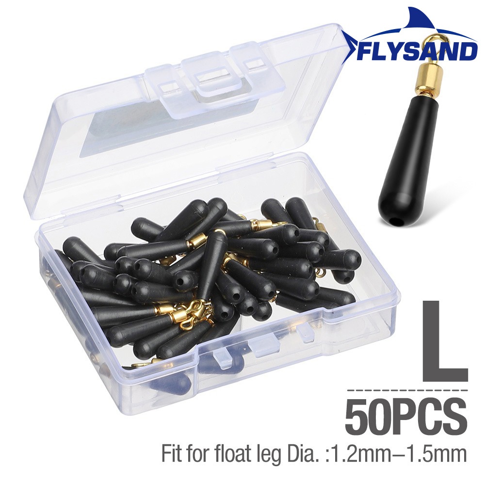 FLYSAND 50pcs/Box Drift Fishing Floats Seat Copper Head Rubber Bobber For Led Fishing Float Rotation Buoy Seat: Blue