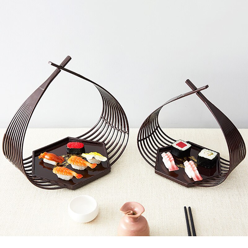 Sushi Mand Diner Plaat Platos Zeshoekige Lade Sushi Tempura Platen Japanse Schotel Versieren Hand Manden Assiette Servies 1Pcs