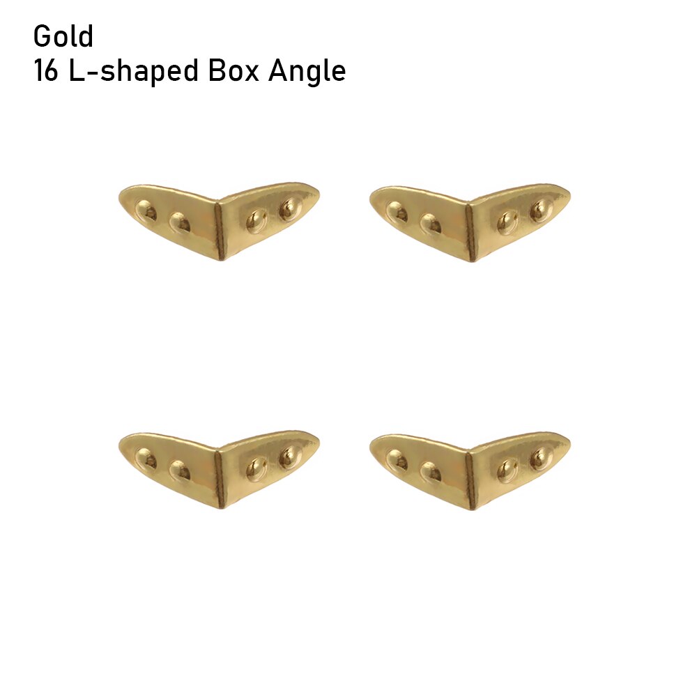 4 pçs/set mini artesanato de metal diy manual boneca sacos mala caixa peças caso protetor canto bagagem tronco caixa bloqueio acessórios: Gold L-shaped