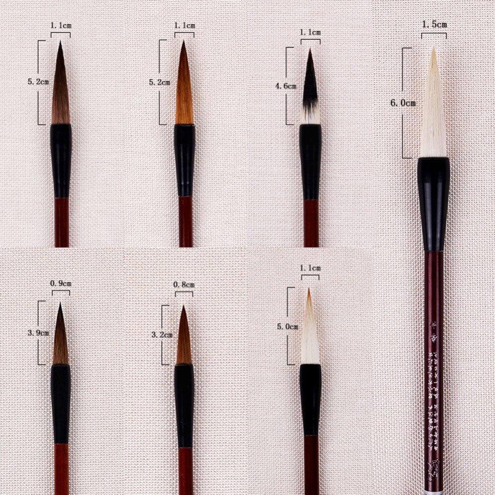 7 Pcs Chinese Calligraphy Brush Pen Set Writing Brush Box Set