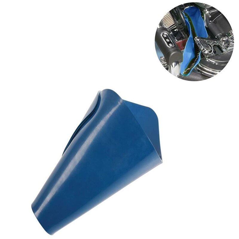 Fleksibelt dræningsværktøj sammenklappelig biloliepåfyldningstragt med lang mund, blå lille