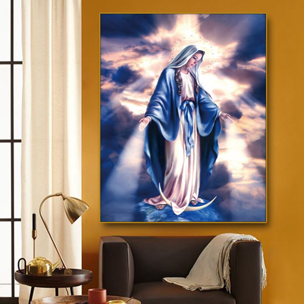 Virgin Mary Decoratie Canvas Schilderij Kalligrafie Wall Art Print Home Decor Canvas Muur Foto 'S voor Woonkamer Kerk