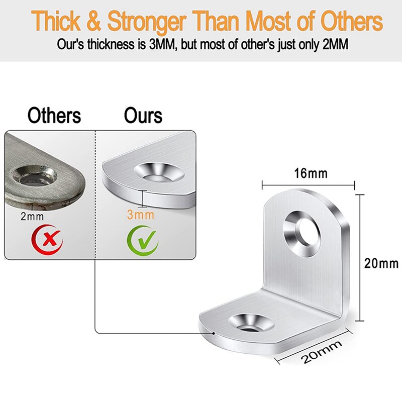 L Beugel Hoek Brace, Duty Joint Haakse Beugels, Roestvrij Staal Hoek Beugels