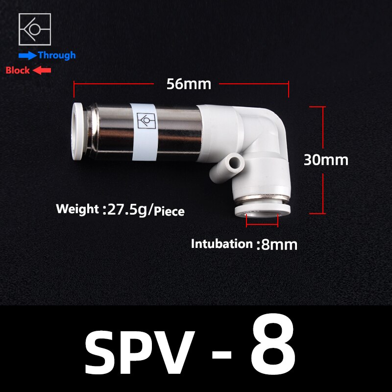 Pneumatic One-way Non Return Check Valve SMC Type Straight Control Check Valve 4mm 6mm 8mm Hose Connetor Tube One-touch Fittings: SPV-8