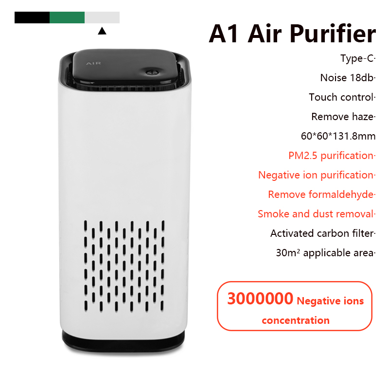 Purificador de aire automático con filtros HEPA auténticos, purificadores de escritorio, filtración, limpiador de aire para coche, Mini purificador de aire de iones negativos para el hogar: 03