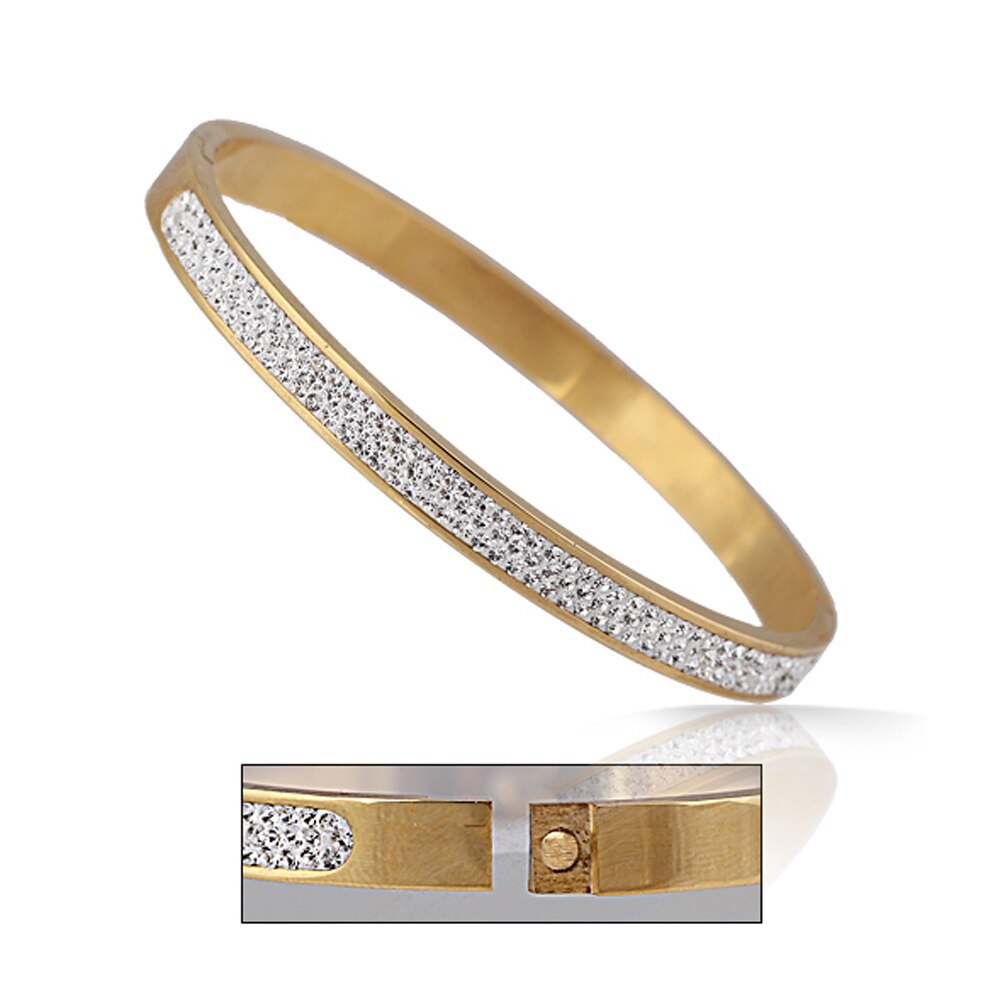 Roestvrij Staal Gouden Kleur Armbanden Sieraden Met Witte CZ Kristal Kralen