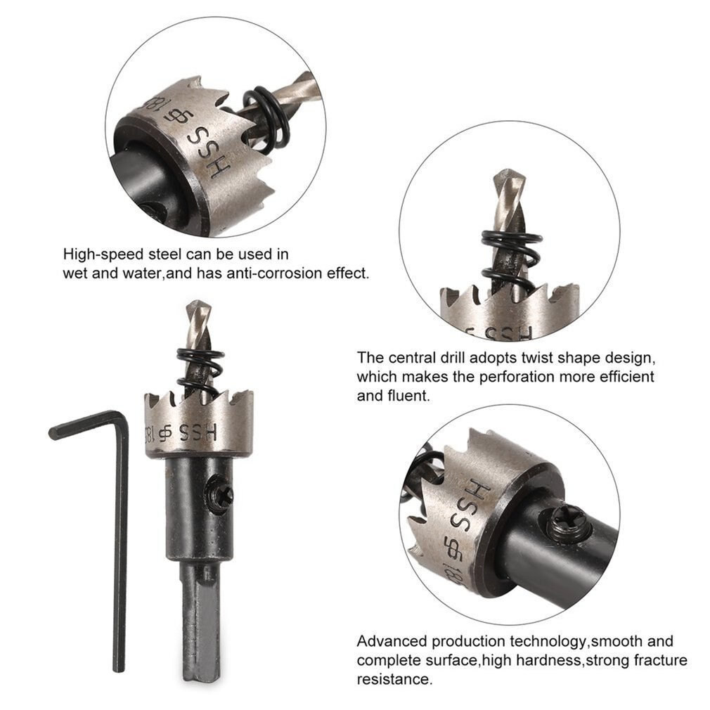 18.5MM Carbide Tip HSS Drill Stainless Steel Hole Saw Metal Wood Drilling Tool Hole Cut Tool For Installing Locks