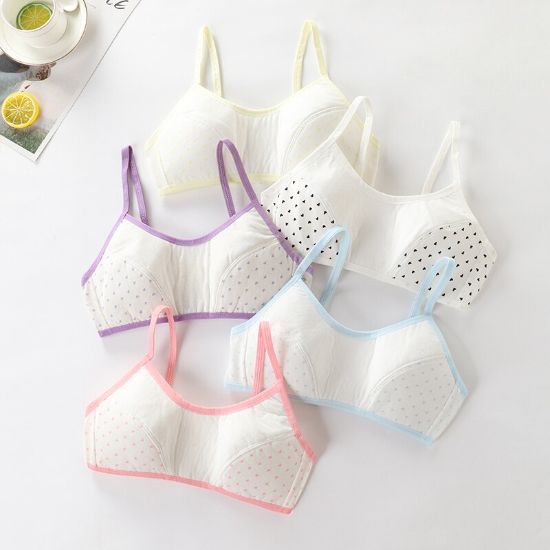 Soutien-gorge Double couche en coton pour enfants, sous-vêtements pour adolescentes de 8 à 16 ans, 5 pièces/lot: 1-20GN003