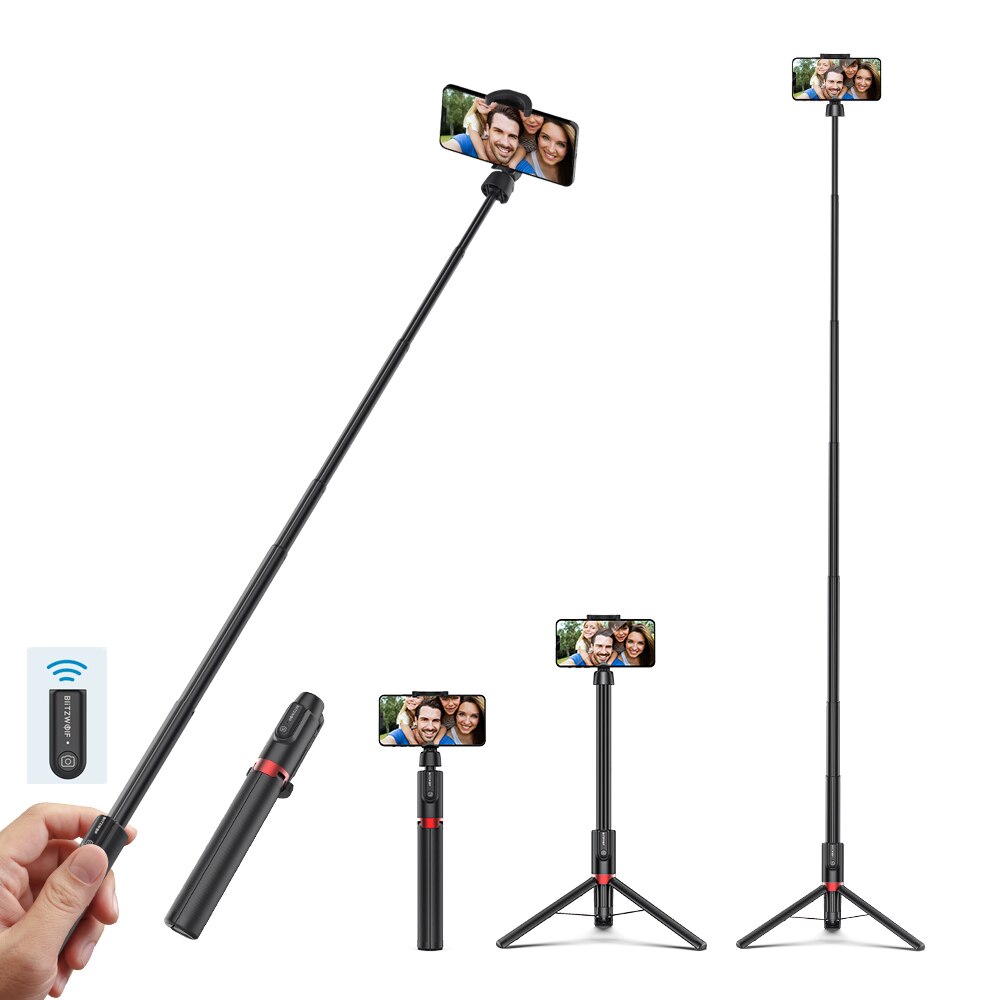 Blitzwolf BW-BS10 Plus Foldable Tripod Monopod Selfie Stick 1300mm Length Extendable Monopod Wireless Selfie Stick Phone Holder