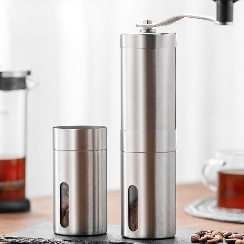 Silver Manual Coffee Grinder Mini Stainless Steel Handmade Coffee Bean Burr Grinder Tool Coffee Grinders Kitchen Coffee Tools