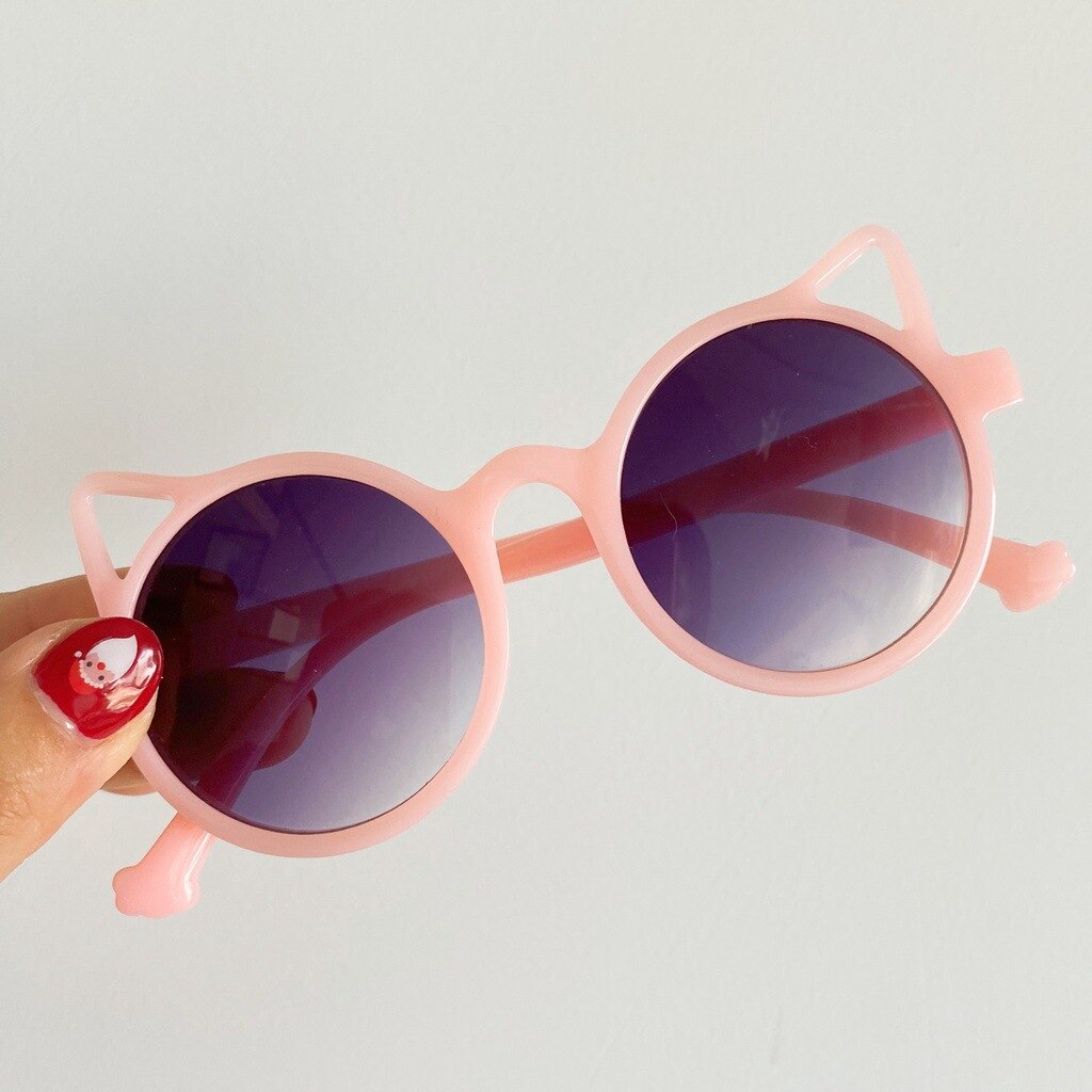 ZUEE-gafas de sol clásicas para niños y niñas, bonitas gafas de sol con dibujos de animales, alas de flores, protección para exteriores: pink grey
