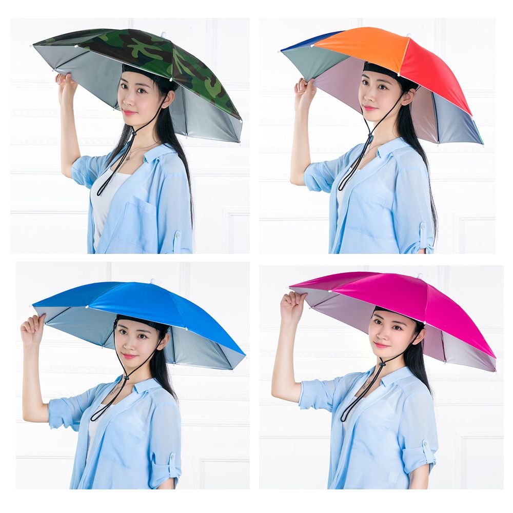 Paraguas portátil, sombrero a prueba de viento, cabeza de pesca, sombrilla, equipo de lluvia, paraguas plegable para exteriores, sombreros para cabeza de playa y acampada