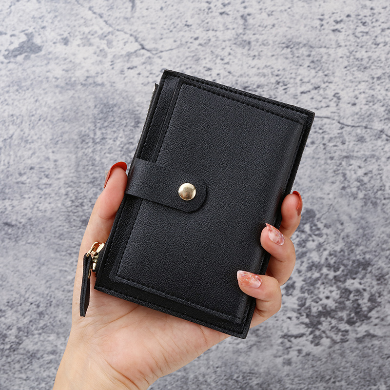Wallet female ins students wallet female ultra-thin card bag one small change bag clutch bag: black