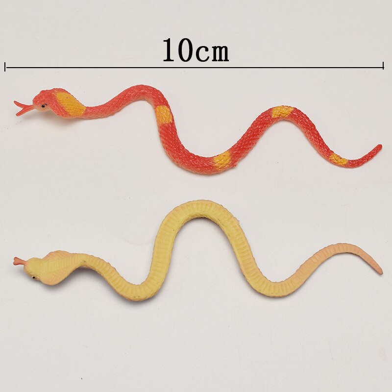 12pz Parodia giocattolo di simulazione rettile modello cobra pvc morbido serpente di gomma scaltro spaventoso giocattolo modello mini di serpente