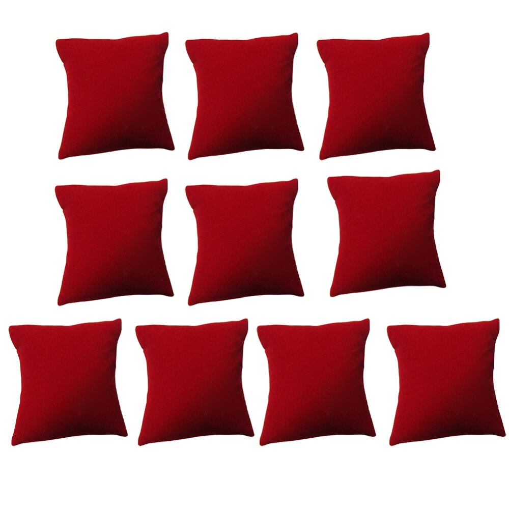 10Pcs Fluwelen Kussen Kussen Armband Horloge Sieraden Display Holder Showcase: red