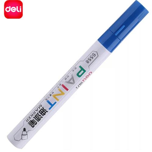 Deli 1 PCS Permanent Marker White Paint Marker Pens Assorted Colors Markers Stationery school & office Supplies Mark pen 8 color: Blue S558-6