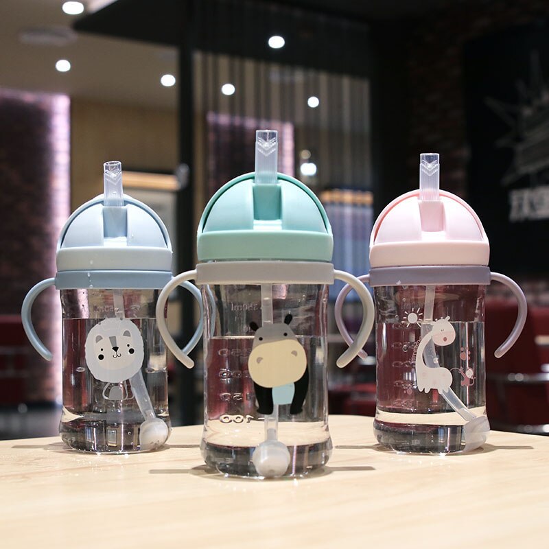 350ml Baby Feeding Cup with Straw Children Learn Feeding Drinking Bottle Kids Training Cup With Straw Taza De Bebe