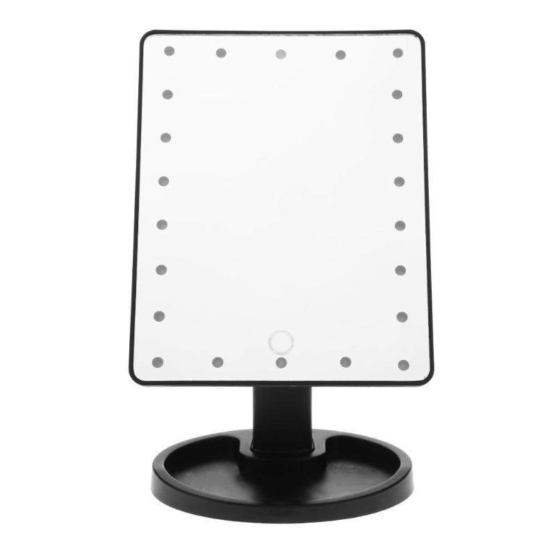 Led berøringsskærm makeup spejl luksus spejl med 16/22 led lys 180 graders justerbart bord make up spejl: Sorte 22 lysdioder