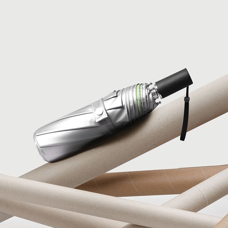 Parasol Fully-Automatic Umbrella Women 3 Folding Uv Large Outdoor Umbrella Rain Silver Garden Regenschirm Rain Gear EB50YS