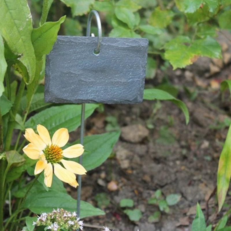 10 stk. planteetiket haven markører tegn etiketter vejrbestandig genanvendelig skifer hængende tags på blomsterbed potteplantere