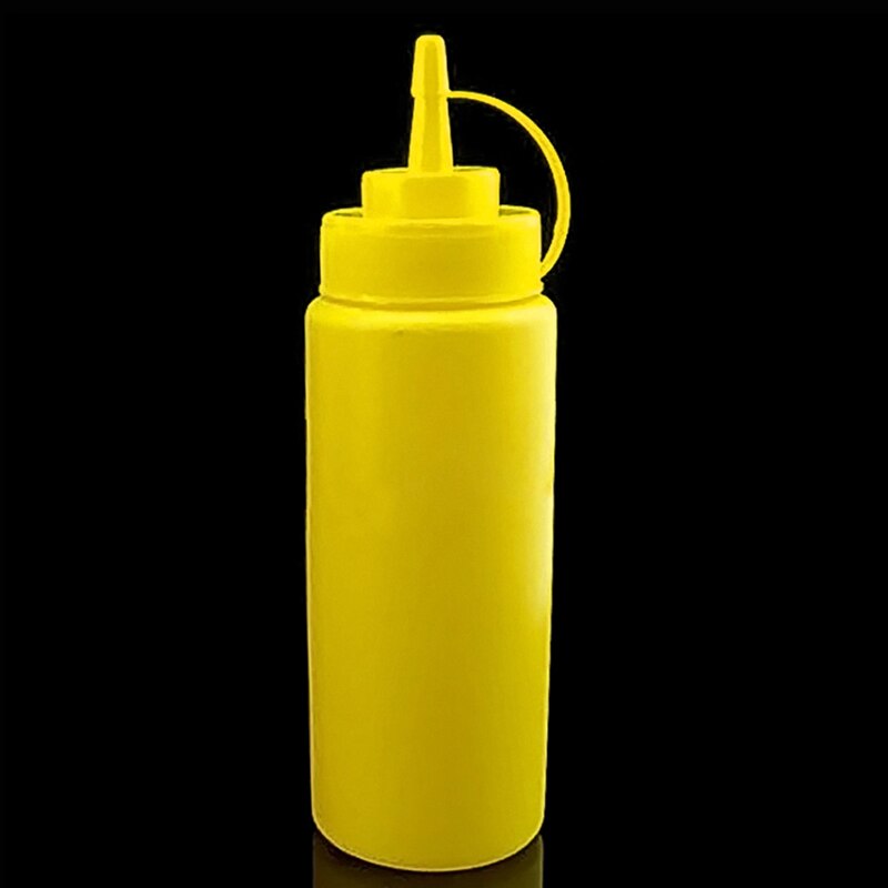 1Pc 8-24 Oz Fles Squeeze Kruiderij Dispenser Ketchup Mosterd Saus Azijn 32CC: YELLOW