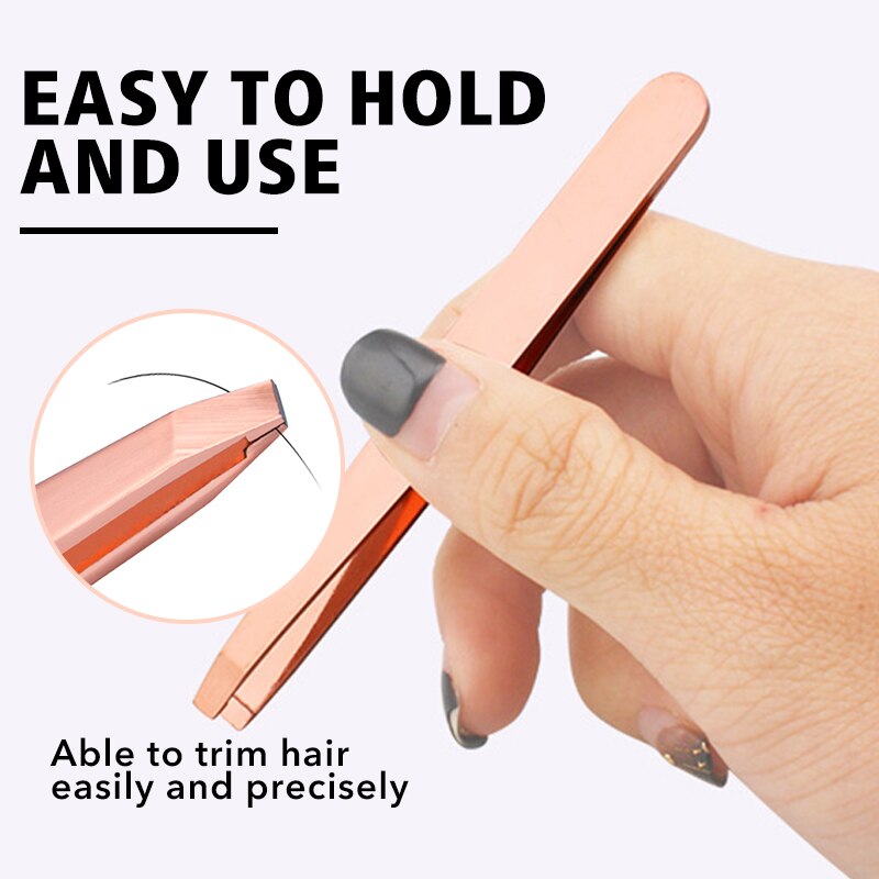 Juego de 3 unids/set de depilación de Punta inclinada de Metal, Mini pinzas para cejas, extensión de pestañas, pinzas de injerto, pinzas, herramientas de maquillaje