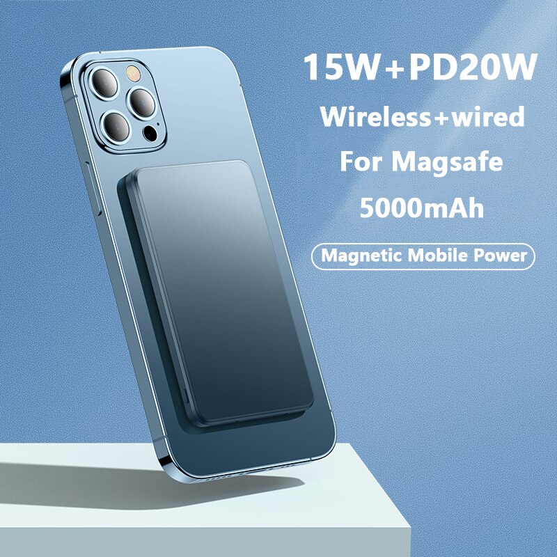 15w trådlös powerbank magnetladdare för magsafe externt batteri för iphone 12 12 pro 12 promax 12 mini magnet snabb laddning